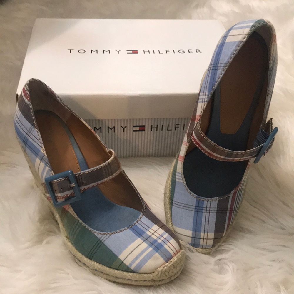 Tommy Hilfiger Plaid Wedge Heels